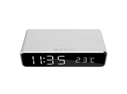 [A04834] GEMBIRD Digital alarm clock with wireless charging function, silver | DAC-WPC-01-S