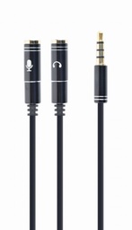 [A04922] GEMBIRD 3.5 mm audio + microphone adapter cable, 0.2 m, metal connectors | CCA-417M