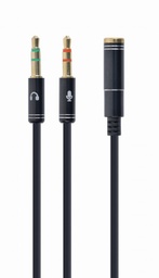 [A04925] GEMBIRD 3.5 mm 4-pin socket to 2 x 3.5 mm stereo plug adapter cable, black, metal connectors