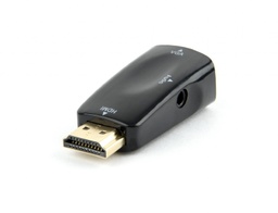 [A05073] GEMBIRD HDMI to VGA and audio adapter, single port, black, blister | AB-HDMI-VGA-02