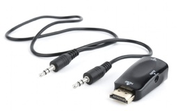 [A05086] GEMBIRD HDMI to VGA and audio adapter, single port, black | A-HDMI-VGA-02