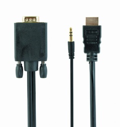 [A05088] GEMBIRD HDMI to VGA and audio adapter cable, single port, 3 m, black | A-HDMI-VGA-03-10