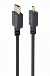 [A05156] GEMBIRD HDMI male to micro D-male black cable with gold-plated connectors, 3 m, bulk package | CC-HD