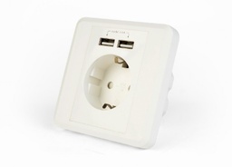 [A05449] GEMBIRD AC wall socket with 2 port USB charger, 2.4A | EG-ACU2A2-01
