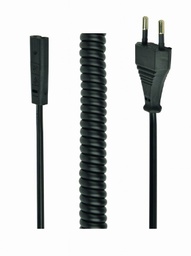 [A05475] GEMBIRD Power curled cord (C1), 2 x 0.75 sq.mm, VDE approved, 1.8 m | PC-C1-VDE-1.8M