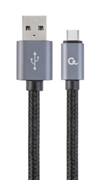 [A05498] GEMBIRD Cotton braided Type-C USB cable with metal connectors, 1.8 m, black color, blister | CCB-mUS