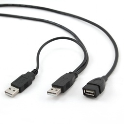 [A05528] GEMBIRD Dual USB 2.0 A-plug A-socket 3 ft extension cable | CCP-USB22-AMAF-3