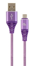 [A05569] GEMBIRD Premium cotton braided Micro-USB charging and data cable, 1 m, purple/white | CC-USB2B-AMmBM