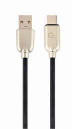 [A05589] GEMBIRD Premium rubber Type-C USB charging and data cable, 1 m, black | CC-USB2R-AMCM-1M