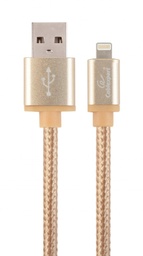 [A05654] GEMBIRD Cotton braided 8-pin cable with metal connectors, 1.8 m, gold color, blister | CCB-mUSB2B-AM