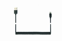 [A05656] GEMBIRD USB sync and charging spiral cable for iPhone, 1.5 m, black | CC-LMAM-1.5M