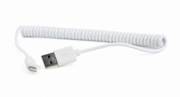 [A05657] GEMBIRD USB sync and charging spiral cable for iPhone, 1.5 m, white | CC-LMAM-1.5M-W
