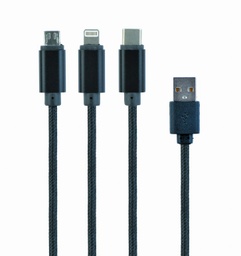 [A05659] GEMBIRD USB 3-in-1 charging cable, black, 1 m | CC-USB2-AM31-1M
