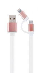 [A05664] GEMBIRD USB charging combo cable, 1 m, White cord, Pink connector | CC-USB2-AM8PmB-1M-PK