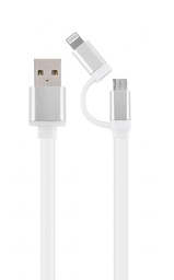 [A05665] GEMBIRD USB charging combo cable, 1 m, White cord, Silver connector | CC-USB2-AM8PmB-1M-SV