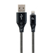 [A05682] GEMBIRD Premium cotton braided 8-pin cable charging and data cable, 1 m, black/white | CC-USB2B-AMLM