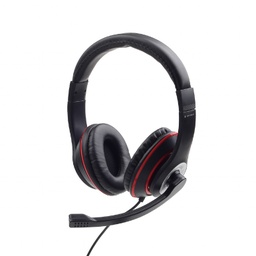[A05892] GEMBIRD Stereo headset, black color with red ring | MHS-03-BKRD