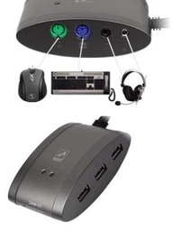 [A05996] GEMBIRD Hub master: combo device with PS/2 ports, 3 port USB 2.0 hub, audio out, microphone in and 7