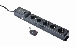 [A06037] GEMBIRD Remote controlled 5 socket surge protector | EG-SP5-U6B-RM