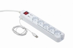 [A06039] GEMBIRD Surge protector with Master Slave function, white color, color box packing | PCW-MS2G