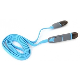 [A06530] KABELL OMEGA UNIVERSAL 2 IN 1-MICRO USB&amp;LIGHTING PLUGS IPHONE 5/6 BLUE [42871] EOL