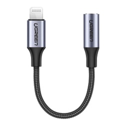 [A18101] UGREEN LIGHTNING M/F ROUND CABLE ALUMINUM SHELL WITH BRAIDED 10CM (BLACK)
