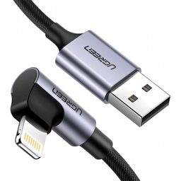 [A18104] UGREEN USB A TO LIGHTNING BRAIDED CABLE WITH ALUMINUM SHELL M/M, NICKEL PLATED CONNECTOR 1M (BLACK)