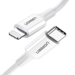 [A18105] UGREEN USB-C TO LIGHTNING M/M CABLE RUBBER SHELL 1M (WHITE)