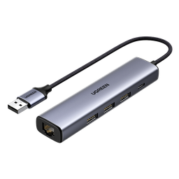 [A18115] UGREEN USB-C TO 3×USB3.0 HUB+RJ45 (1000M) ETHERNET ADAPTER