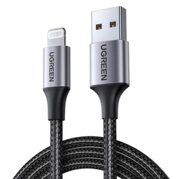 [A18124] UGREEN LIGHTNING TO USB CABLE ALU CASE WITH BRAIDED  1M (BLACK)
