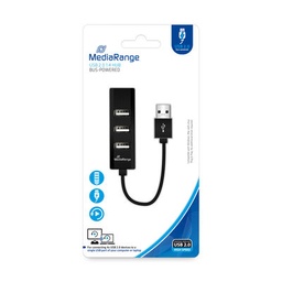 [A18752] MEDIARANGE USB HUB 1:4, BUS-POWERED, BLACK USB 2.0