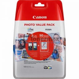 [A19052] CANON 4x6 Photo Paper (GP-501 50 sheets) + XL Black &amp; XL Colour Cartridges | PG-560XL/CL-561XL